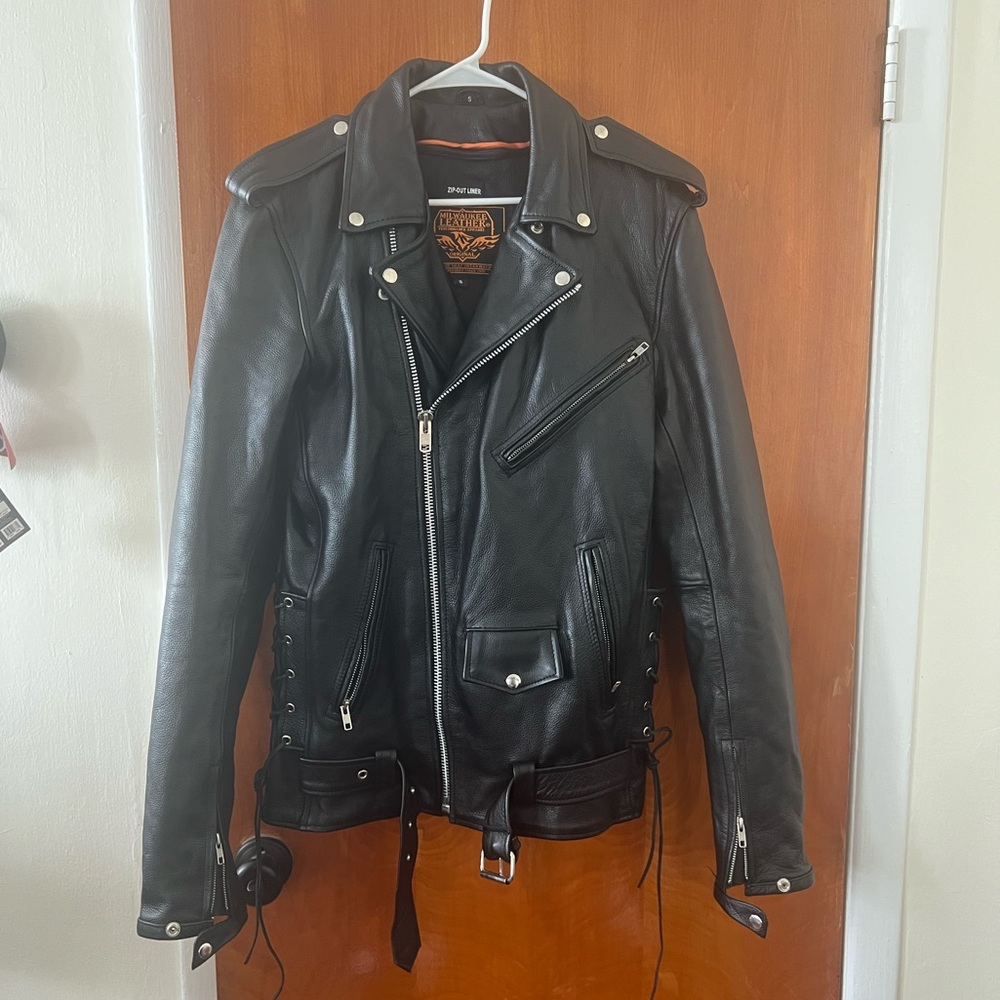 Milwaukee Leather Men's Classic Side Lace Police Style Motorcycle Jacket Size S